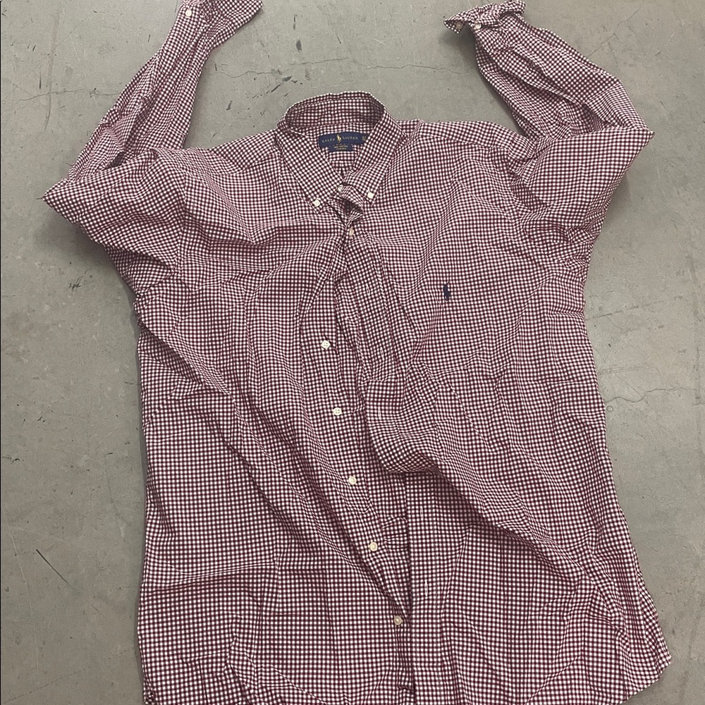 Ralph Lauren Burgundy Checkered Cotton Shirt